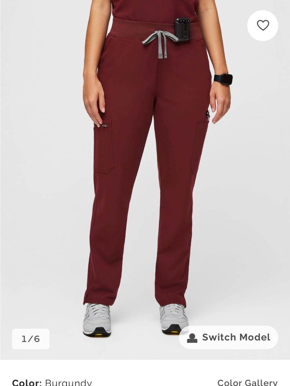 Figs Burgundy Yola High-Rise Slim Scrub Pant